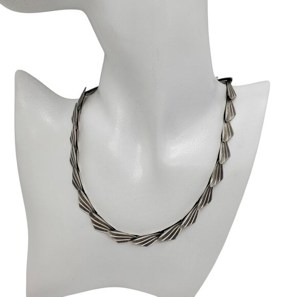 1930s Sterling Silver Deco Necklace 925 Moser Pfeil Germany Wing Fan Link 22g MP - Picture 11 of 13